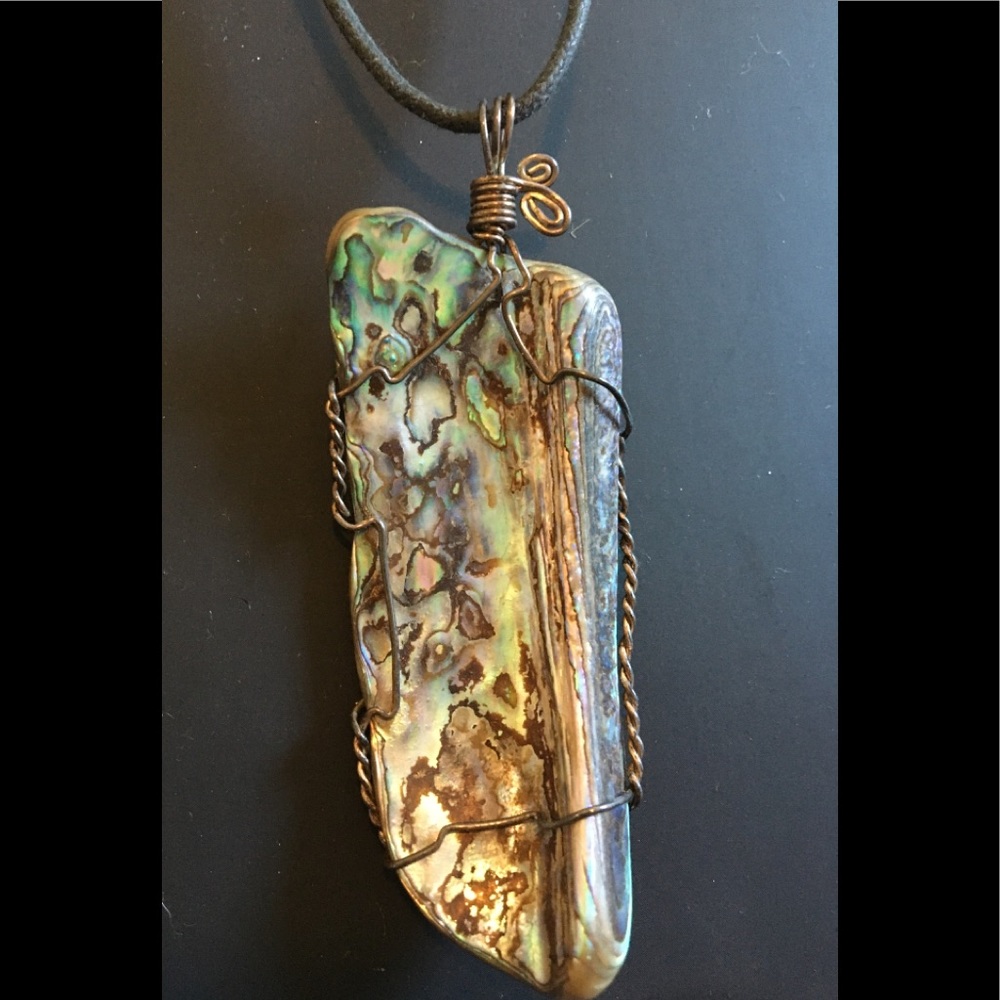Shell pendant on a leather cord